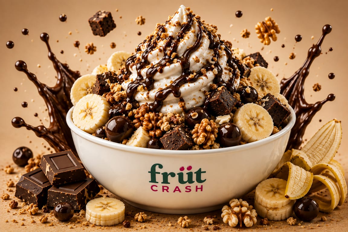 Choco Banana: soft serve with banana, Belgian chocolate, brownie and walnut crunch
